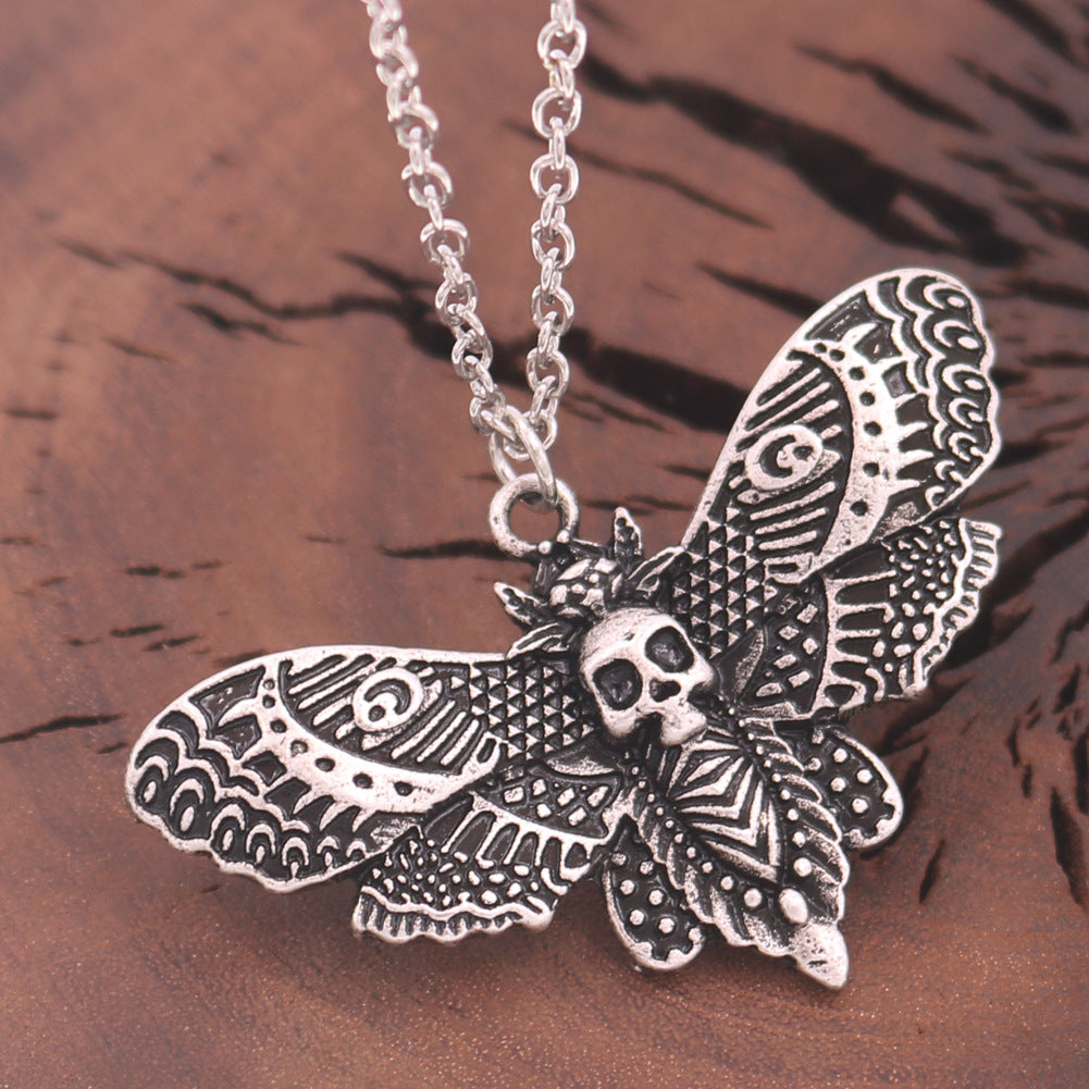 Moth Skeleton Pendant Necklace for Men - Trendy Insect Jewelry from the Norse Legacy Collection