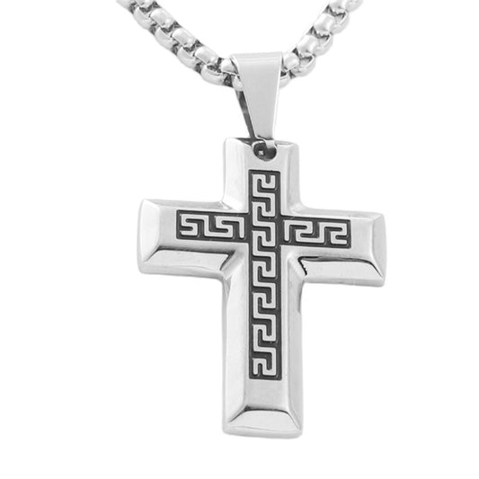 Personalized Retro Titanium Steel Cross Pendant Necklace for Men - Trendy Stainless Steel Design