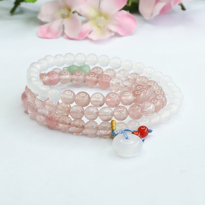 Litchi Frozen Chalcedony Sterling Silver Bracelet