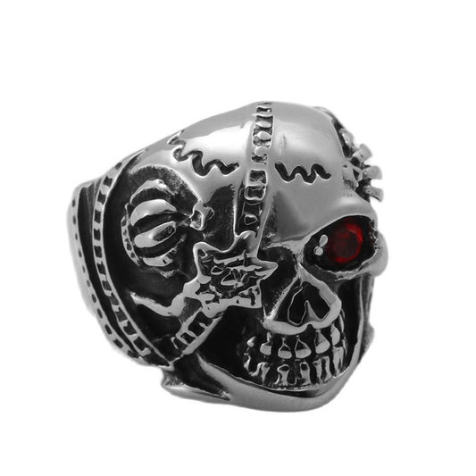 Titanium Steel Diamond-Encrusted Skull Ring for Men - Retro Trendy Accessory