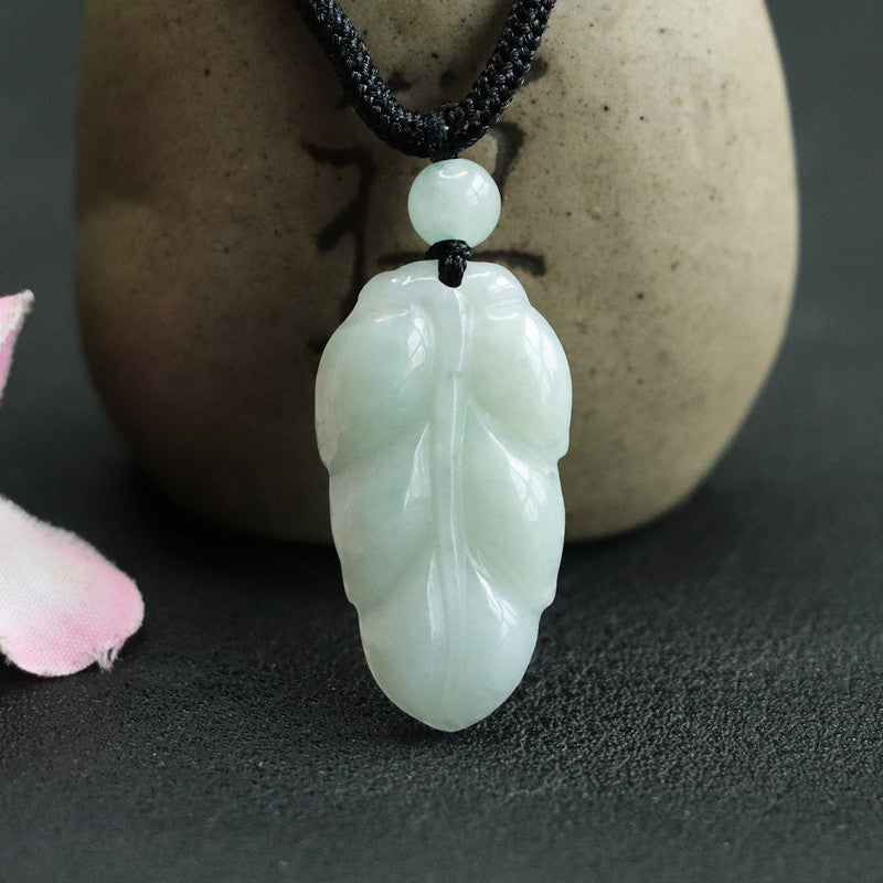 Branch Leaf Fortune's Favor Sterling Silver Jade Pendant