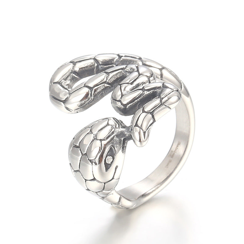 Punk-Inspired Irregular Snake Ring - Korean Retro Stainless Steel for Men