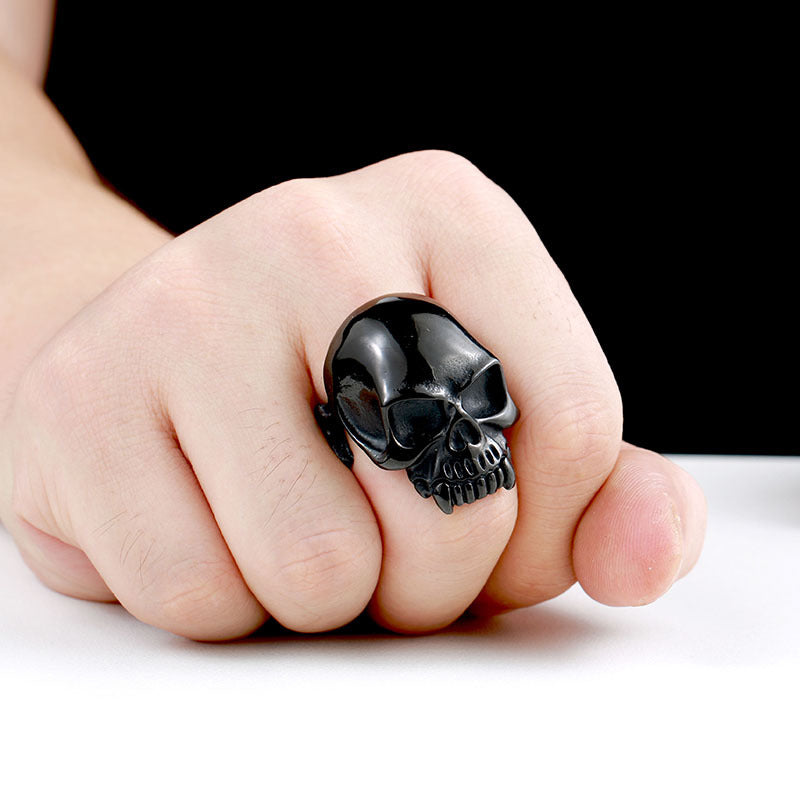 Vintage Punk Skull Ring in Stainless Steel for Men - European and American Style, Titanium Steel Design