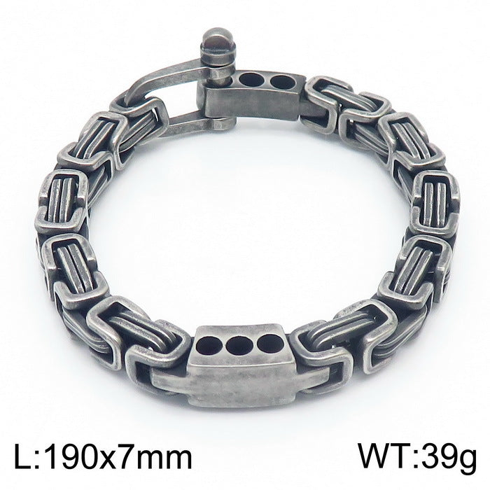 Punk Retro Byzantine Chain Bracelet for Men - High-End Stainless Steel Jewelry