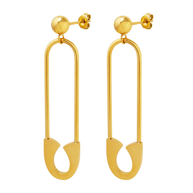 Regal Sister Pins and Exquisite Earrings Set in Titanium Steel with 18K Gold Plating - Eternal Shine