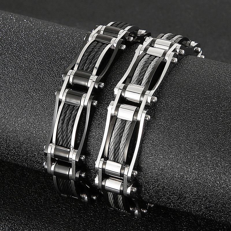 Men's Titanium Steel Bracelet - European and American Fashion Steel Wire Design for Wholesale