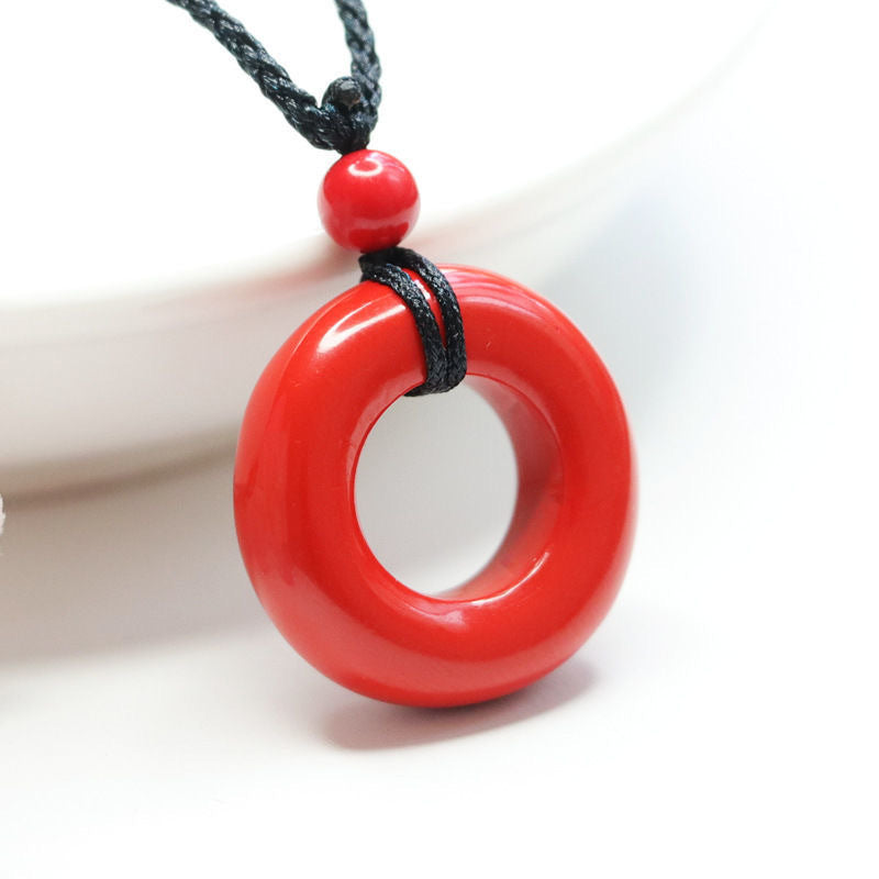 Cinnabar Peace Ring Pendant Red Sand Pendant Jewelry