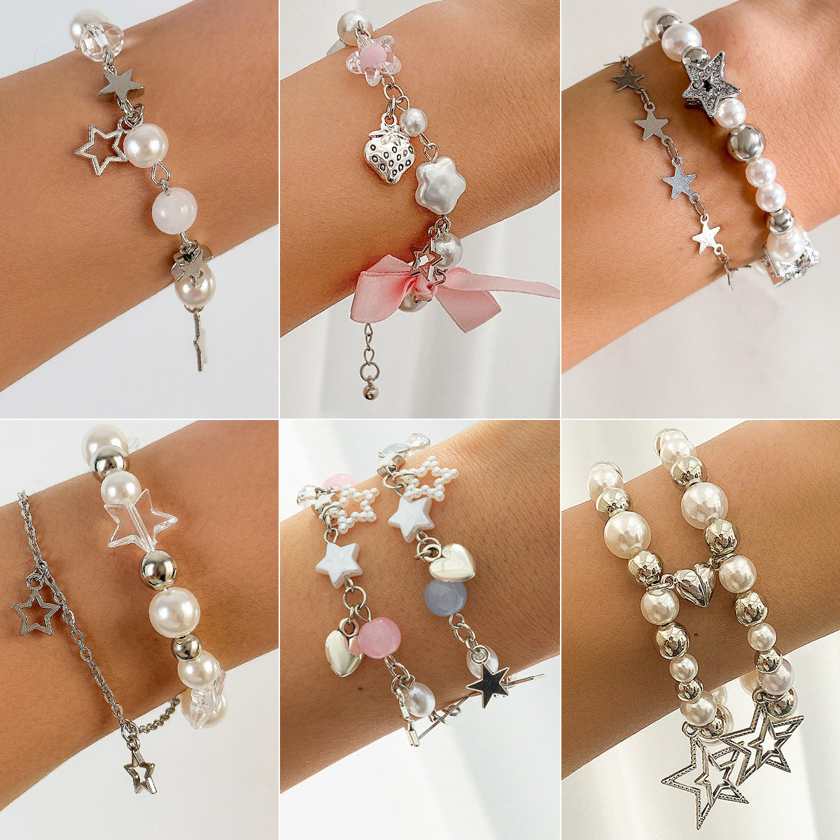 **Starry Pendant and Tassel Bracelet Set with Magnetic Heart Bracelet**