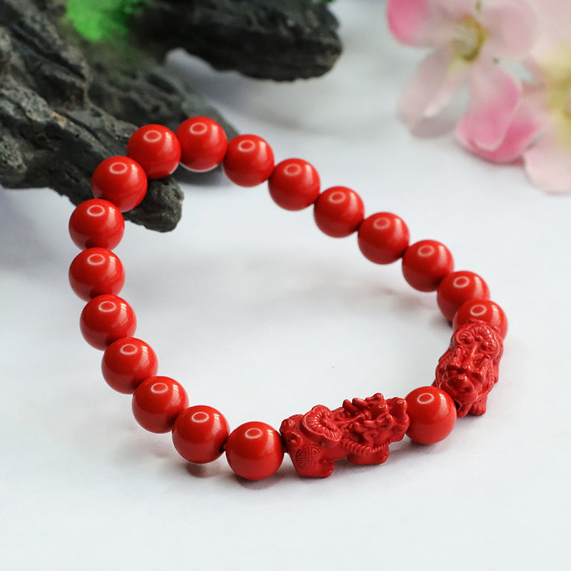 Red Sand Cinnabar Bracelet with Sterling Silver Needle