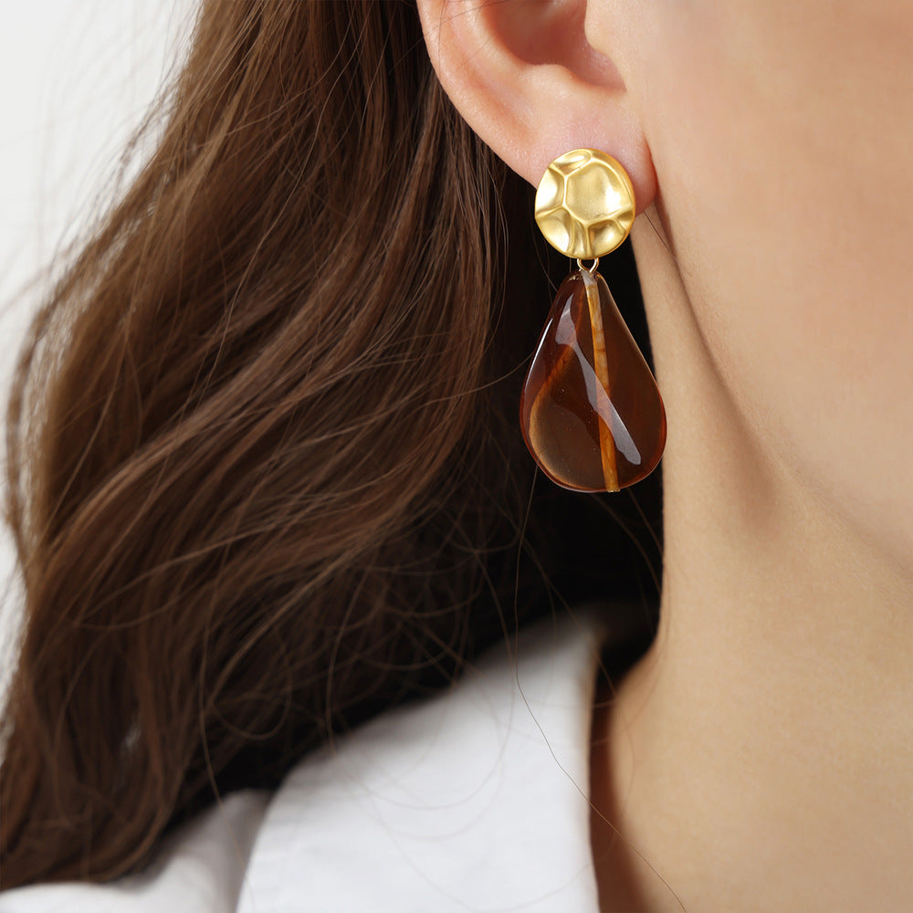 Retro Court Style Resin Geometric Earrings for Women