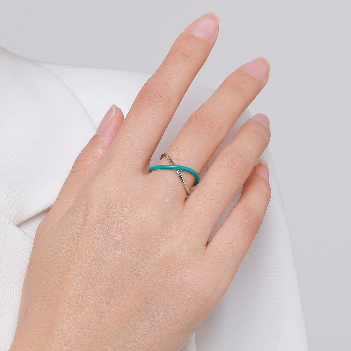 Sterling Silver Geometric Line Drop Ring - Everyday Genie Collection