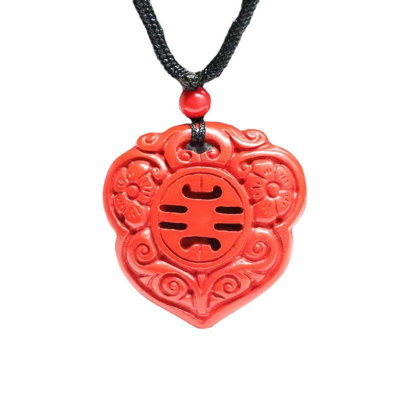 Vermilion Sand Flower Pendant with Cinnabar Stone