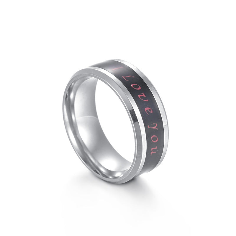 Temperature Love Titanium Steel Couple Rings - Popular European and American Ins Jewelry for Men