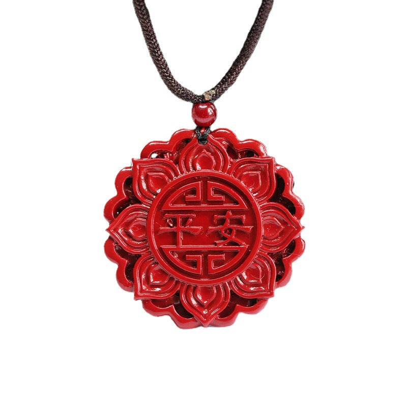 Purple Lotus Cinnabar Pendant in Sterling Silver