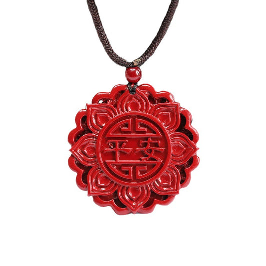 Purple Lotus Cinnabar Pendant in Sterling Silver