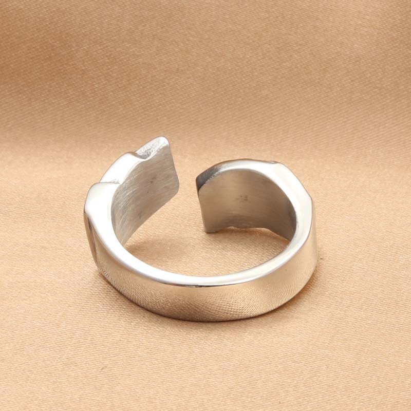 Titanium Steel Retro Feather Ring for Men - Unique Angel Wing Design