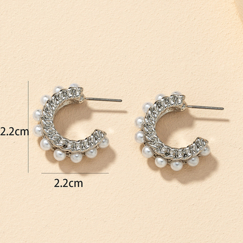 Luxury Metal Twist Earrings with Pearl Detail - Vienna Verve Collection