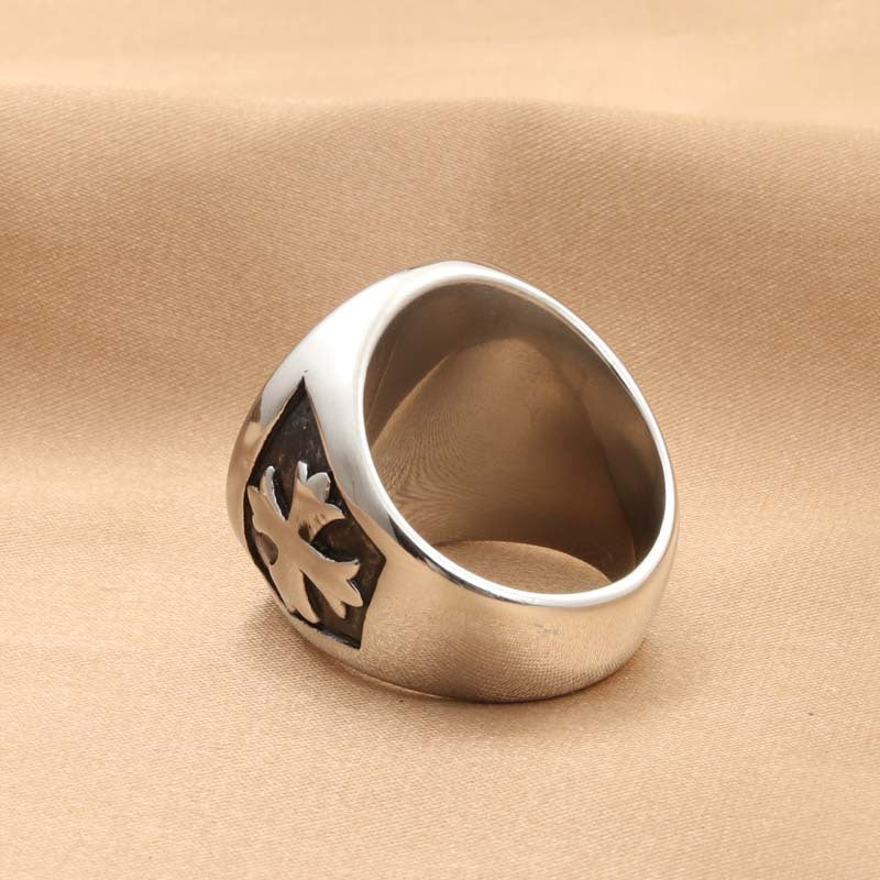 Titanium Steel Angel and Cross Ring for Men - Retro Trendy Accessory