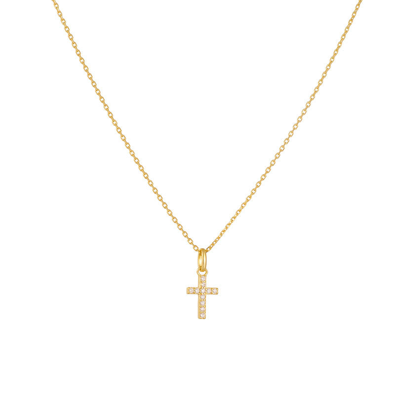 Zircon Cross Pendant Silver Necklace