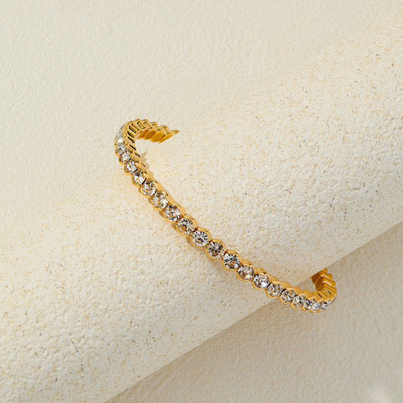 Luxurious French Metal Bracelet with Sparkling Accent - Vienna Verve Collection