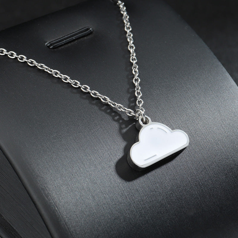 European & American Titanium Steel Cloud Necklace - White Cloud Pendant