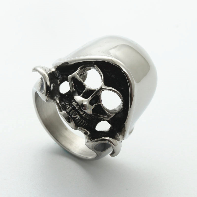 Titanium Steel Punk Skull Ring for Men - Retro Domineering Design from Manufacturer