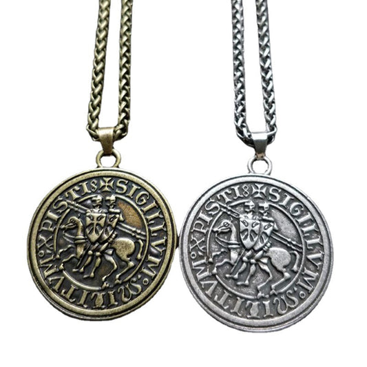 Double-sided Templar Knight Necklace with Viking and Assassin's Creed Inspiration