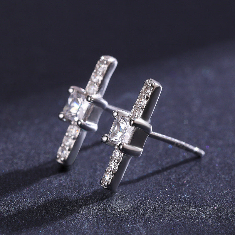 Korean Style Sterling Silver Zircon Earrings