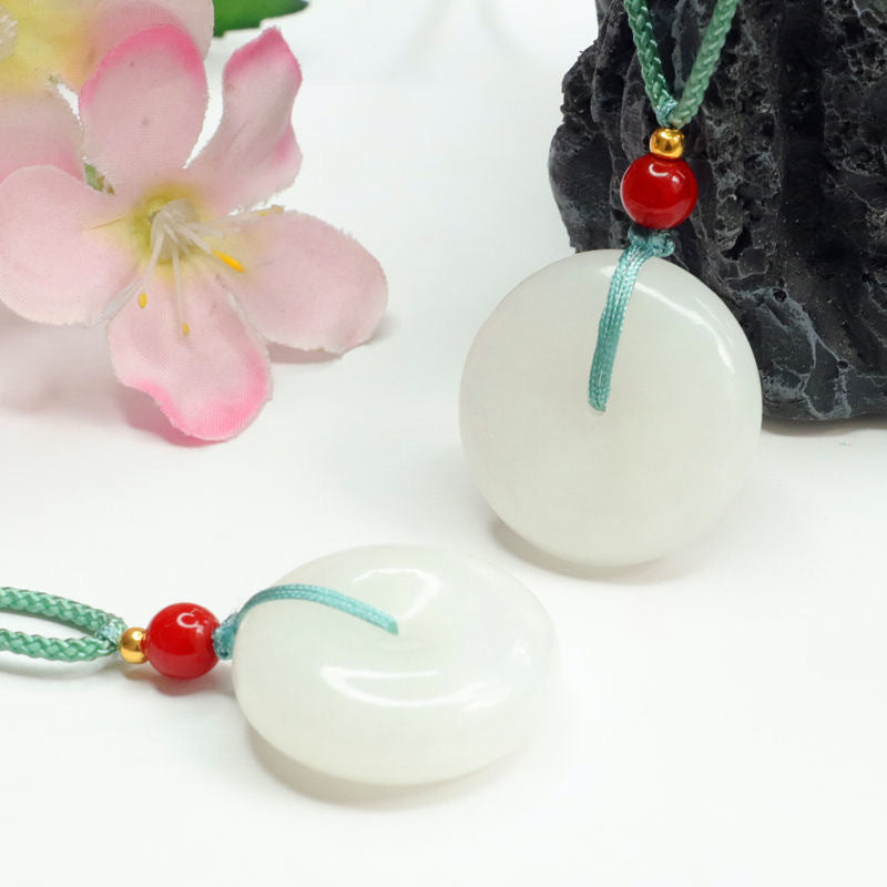 Elegant Hotan White Jade Pendant with Sterling Silver Safe Buckle - Fortune's Favor Collection