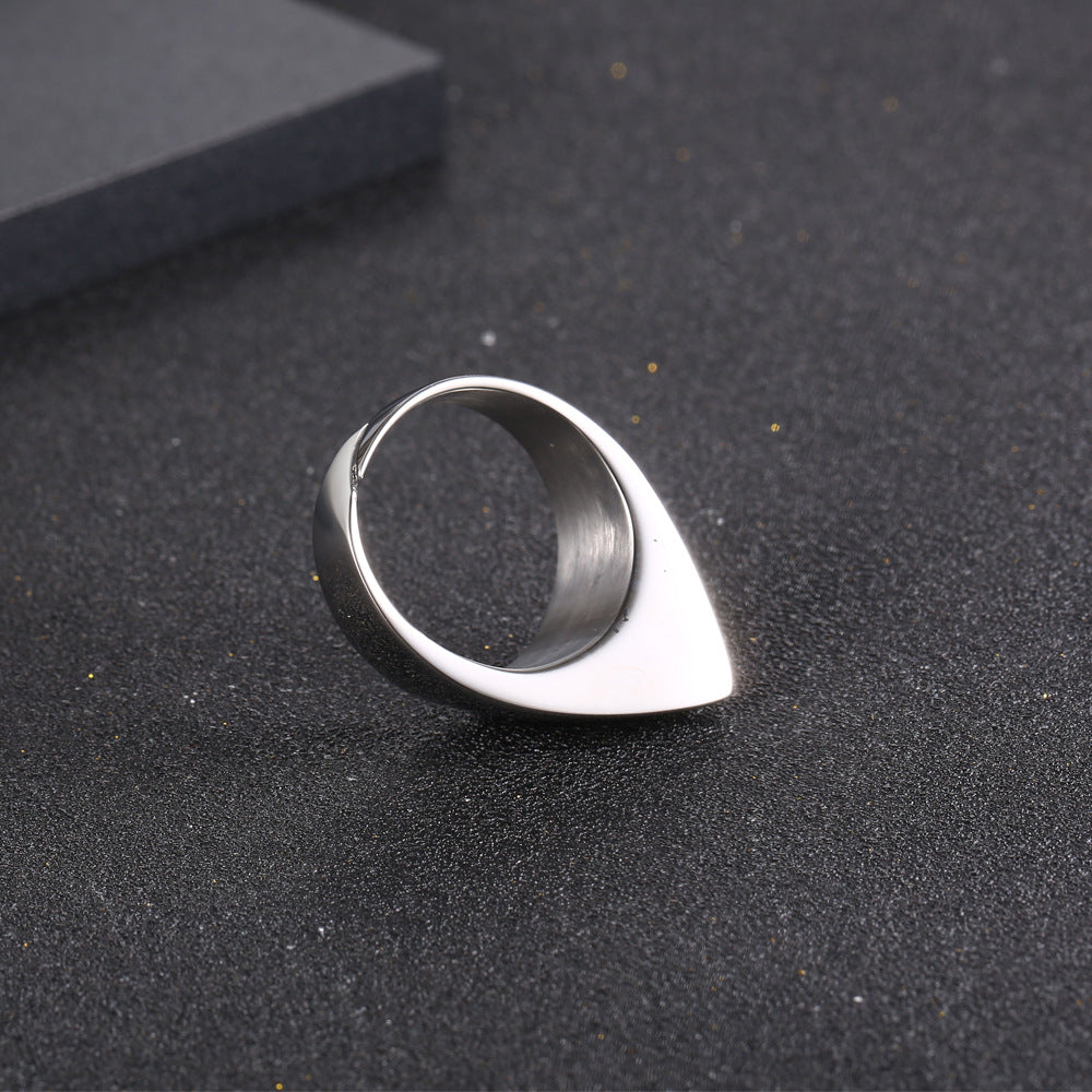 Stylish Irregular Titanium Steel Open Rings for Men - Personalized Glossy Jewelry