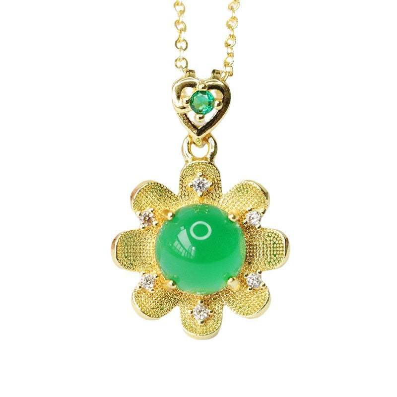 Sunflower Golden Chalcedony Pendant Necklace