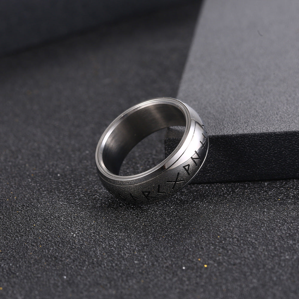 Contemporary Titanium Steel Men's Ring with Symbolic Letters - Trendy and Stylish Jewelry from Japan and South Korea