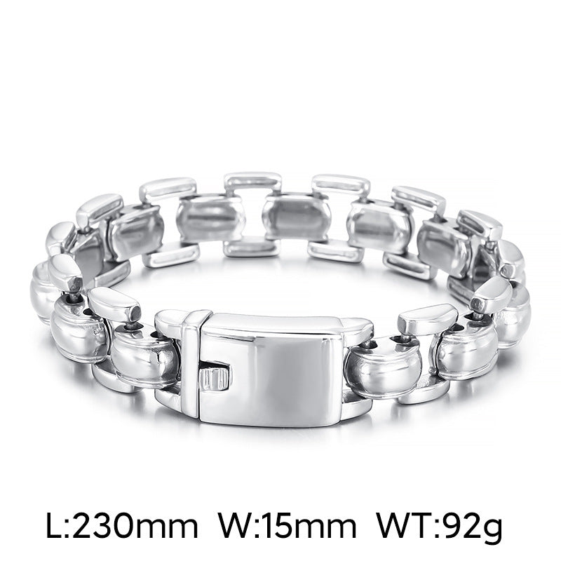 Punk-Inspired Geometric Stainless Steel Bracelet for Men - Durable and Stylish Jewelry Accessory