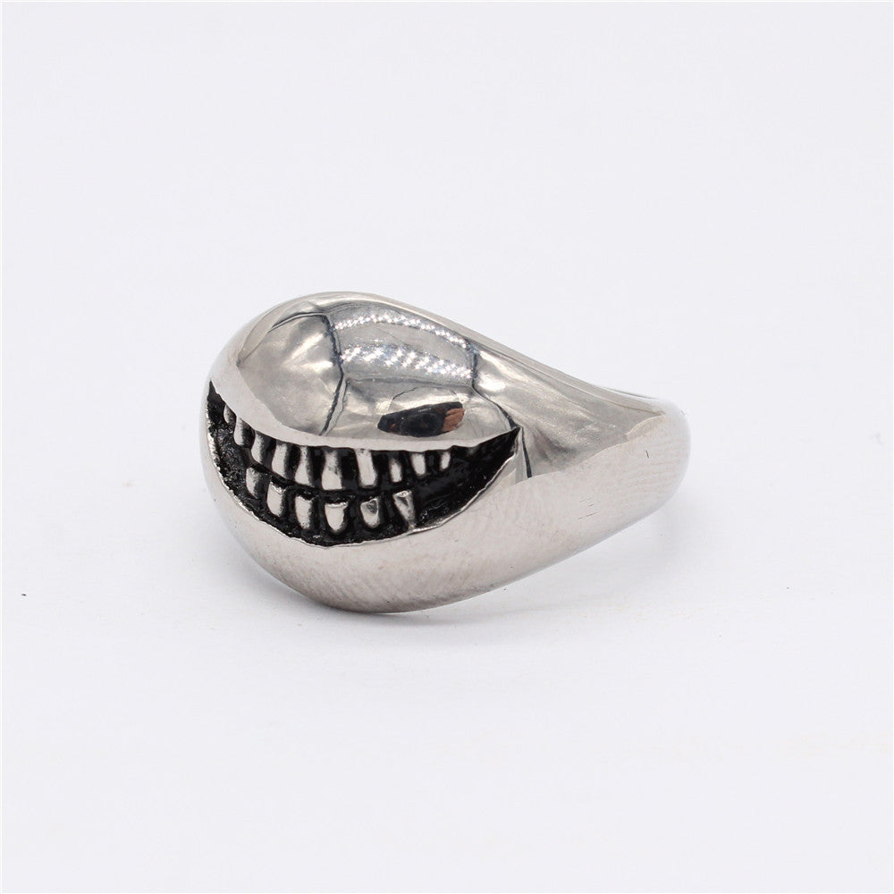 European and American Retro Monster Demon Teeth Men's Titanium Steel Ring