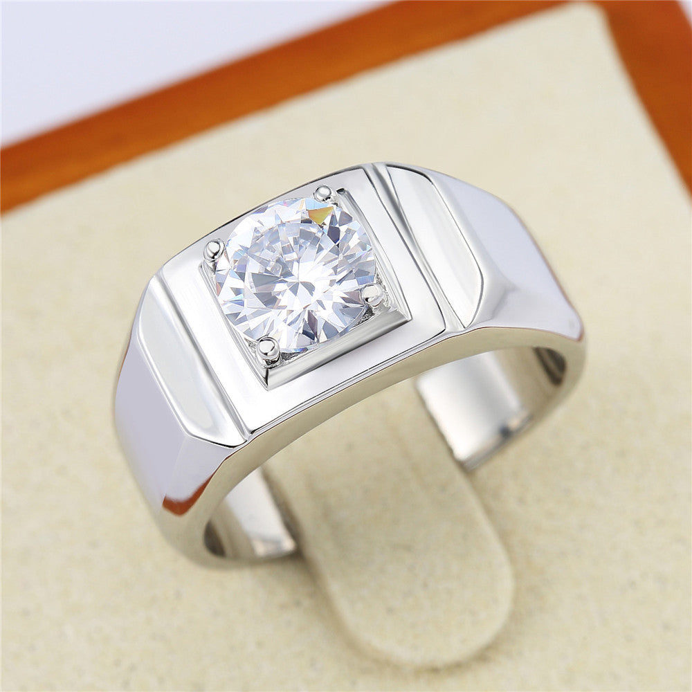 Everyday Genie Titanium Steel Zircon Ring - Size 6-13