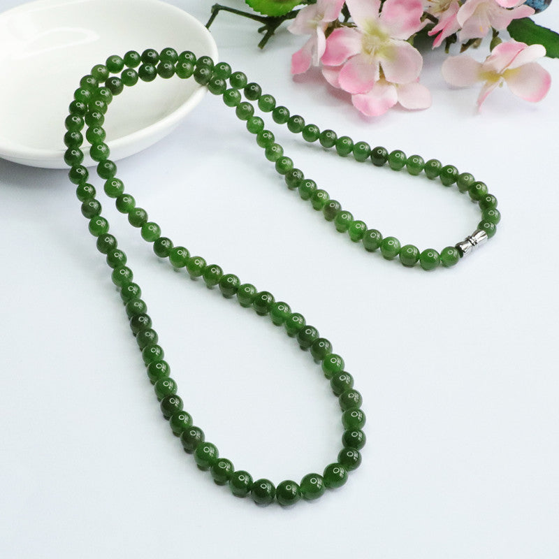 Natural Hetian Jade Necklace Jasper 108 Buddha Beads Jewelry