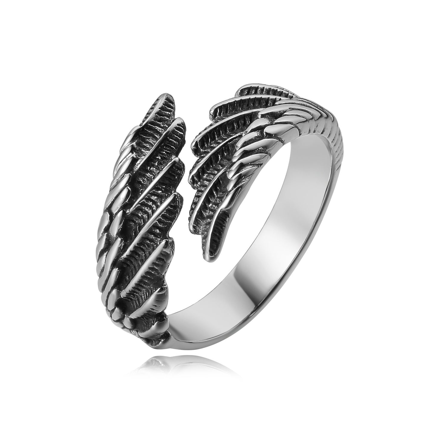 Vintage European and American Feather Titanium Ring for Men and Women