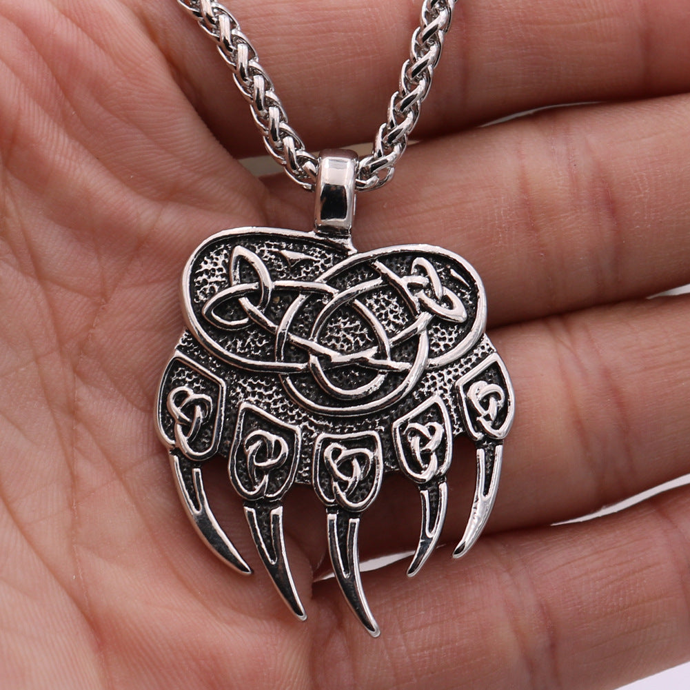 Viking Odin Bear Paw Alloy Necklace - Norse Legacy Collection