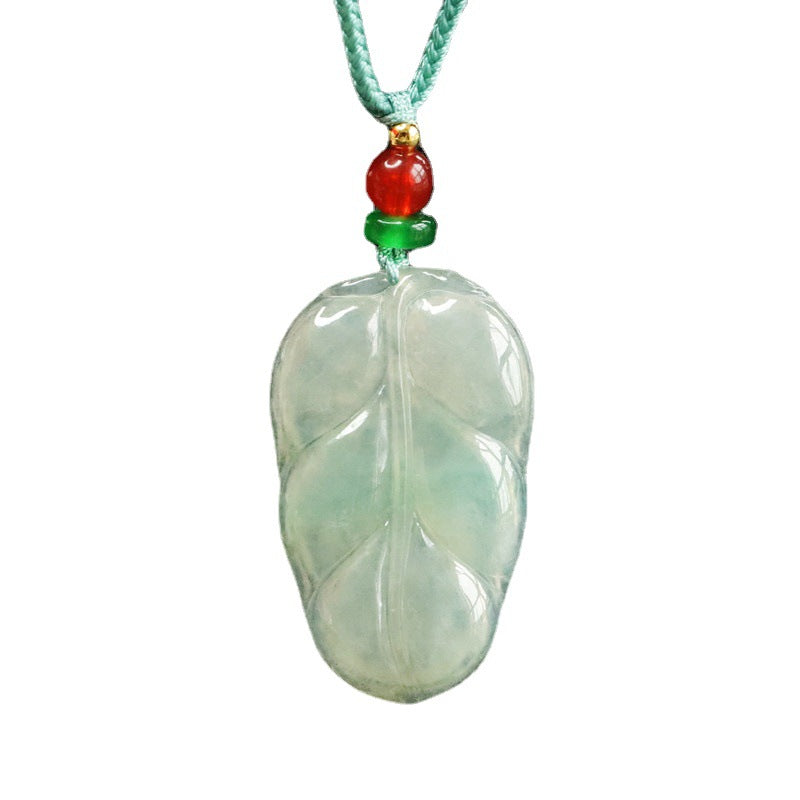 Myanmar Jade Sterling Silver Leaf Pendant - Fortune's Favor Jade Jewelry