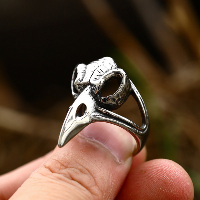 Titanium Steel Nordic Viking Raven Ring for Men - Retro Wholesale Jewelry