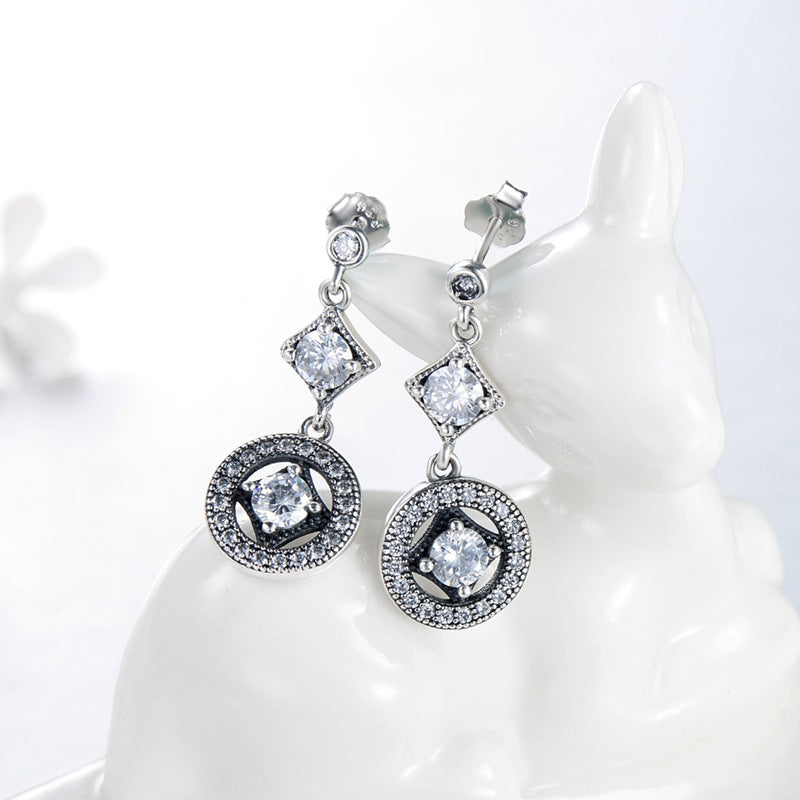 Vintage-Inspired S925 Silver Zircon Earrings