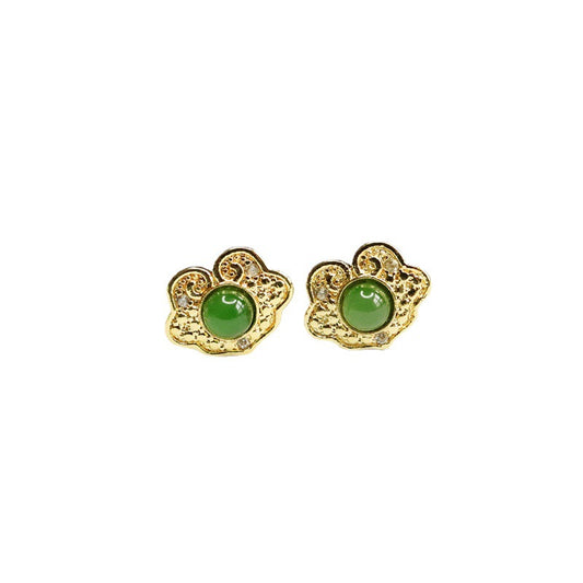 Jade Ruyi Earrings with Sterling Silver Studs