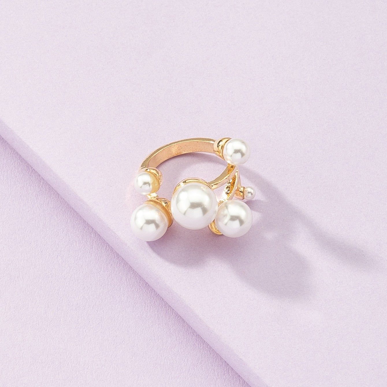 Extravagant Pearl Ring with Irregular Hollow Design - Vienna Verve Collection