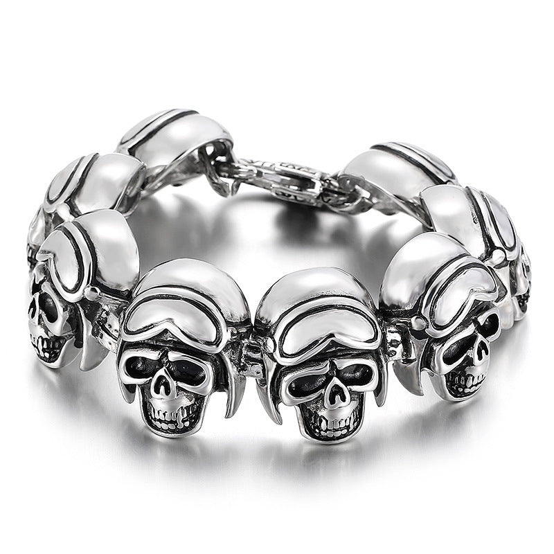 Edgy Rock Skull Titanium Steel Bracelet for Men - European and American Retro Style