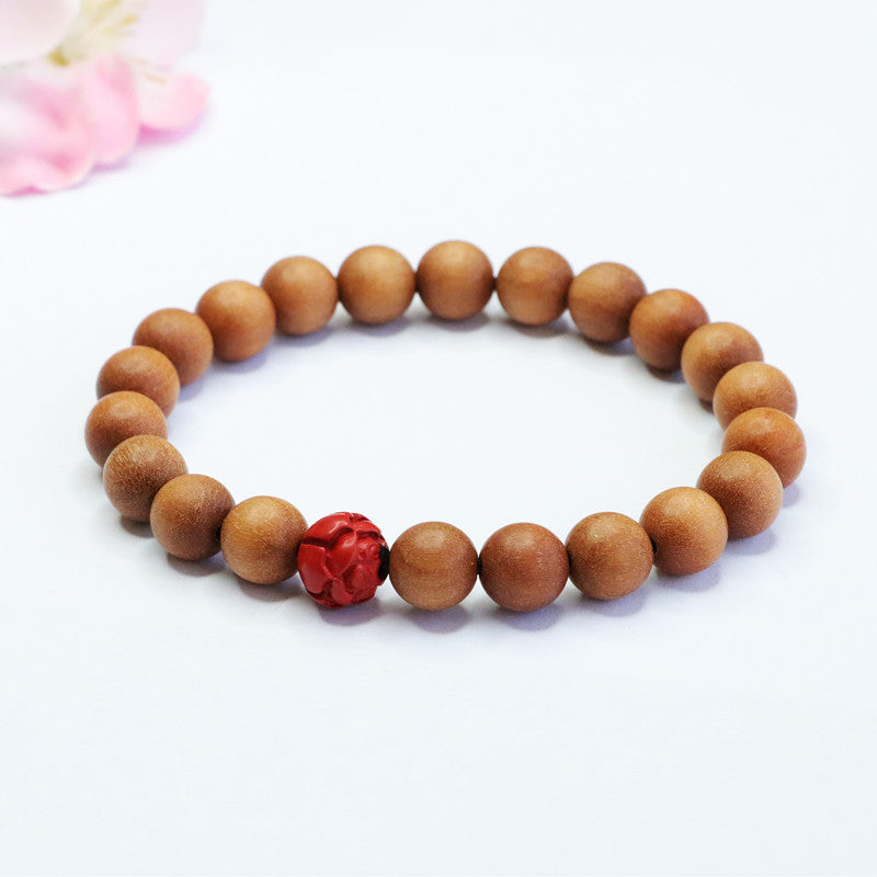 Lotus Bead and Sandalwood Cinnabar Bracelet