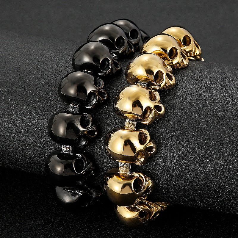 Trendy Men's Titanium Steel Skull Bracelet - Bold Fashion Statement for Modern Style