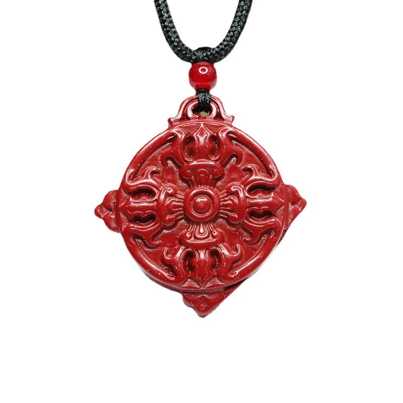 Cinnabar Pendant Purple Gold Sand Medallion Vajra Pendant