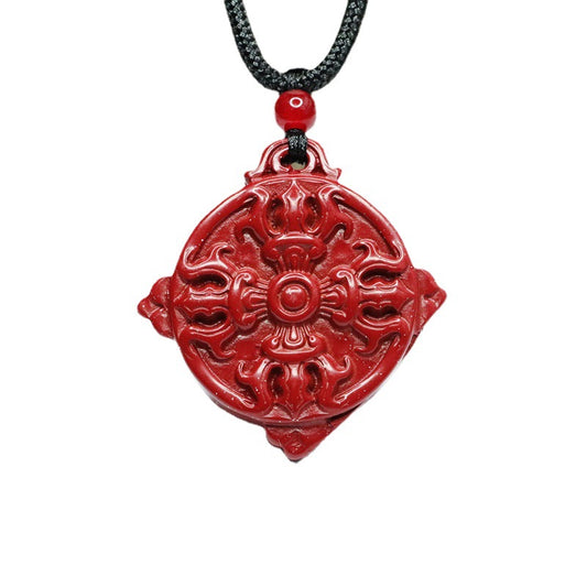 Cinnabar Pendant Purple Gold Sand Medallion Vajra Pendant