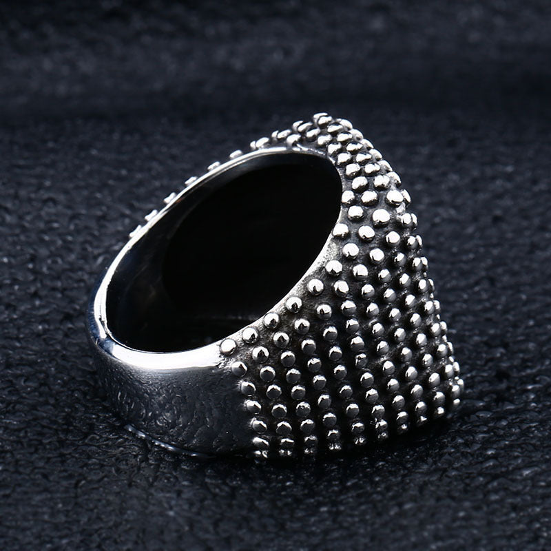 Retro Personalized Stainless Steel Men's Polka Dot Ring - Wholesale European and American Trade