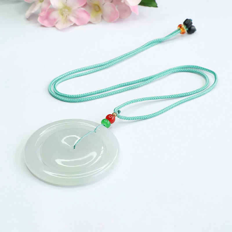 Jade Ice Green Fortune Necklace with Double Circle Buckle